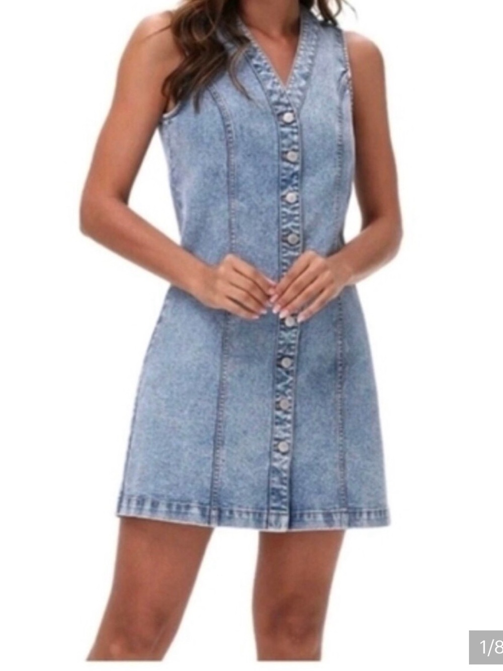 Frye Washed Blue Sleeveless Denim Mini Dress
